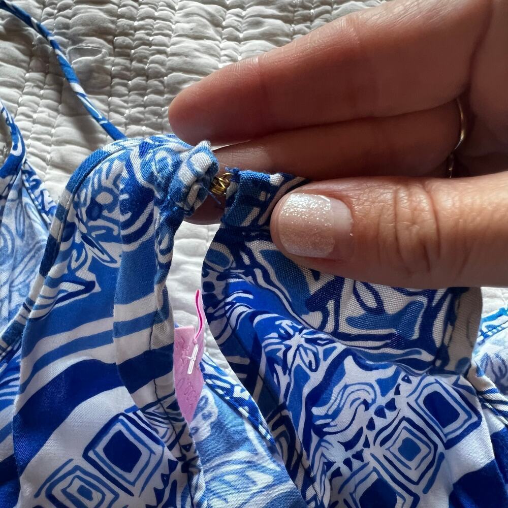 Lilly Pulitzer dusk shorts romper blue and white size S - Picture 12 of 15